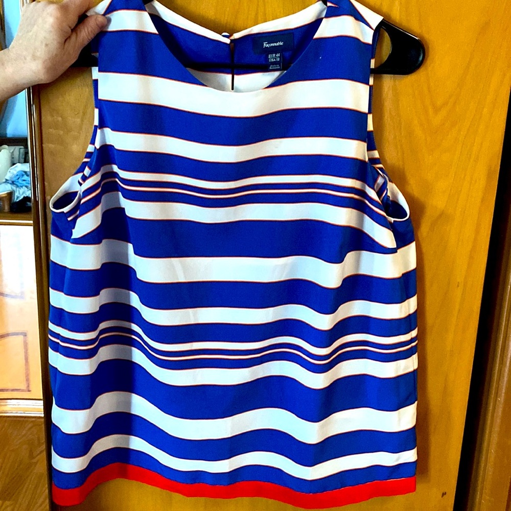 Faconnable Striped striped red, white and blue top size 12